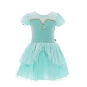 Disney Princess Girls Aladdin Jasmine Cosplay Dress with Puff Sleeves, Sizes 4-12
